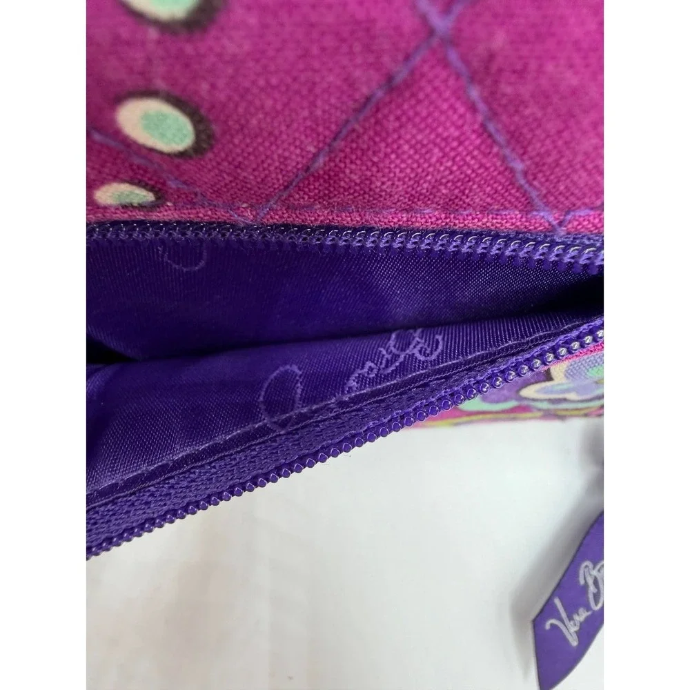 Vera Bradley Plum Crazy Quilted Zip Around Compact Wallet Purple Floral